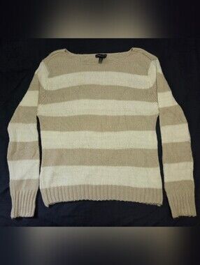 Streetwear Society Striped Crewneck Sweater in Beige and Cream